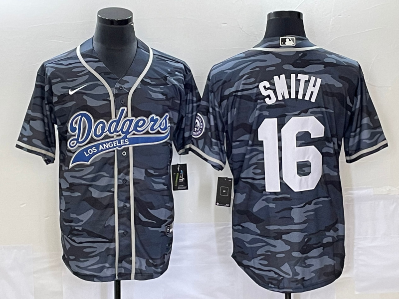 Men's Los Angeles Dodgers Will Smith #16 Grey Camouflage Jersey Joint Edition